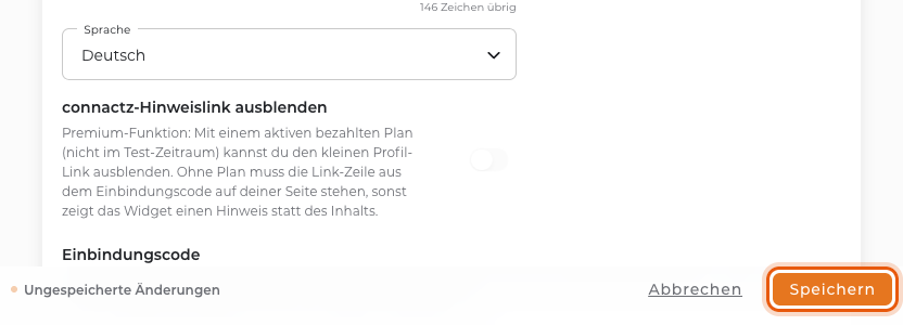 Leiste „Ungespeicherte Änderungen“ mit markiertem Speichern-Button